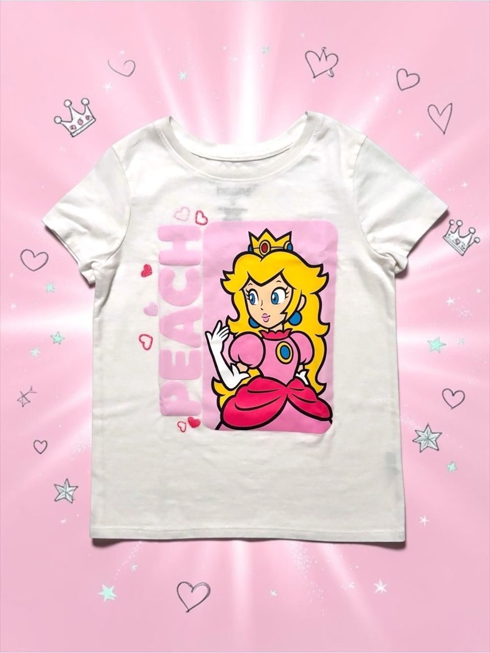 Princess Peach Super Mario Girls Tee Pink Size 5